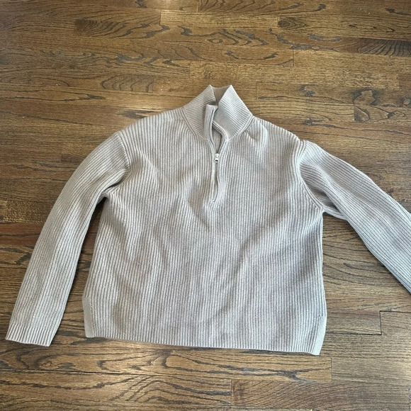 & Other Stories Half Zip knit Sweater in Beige Brown size  Large Womens D0656 - Picture 2 of 12